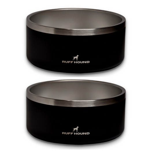 RUFF HOUND - 2 PACK, Stainless Steel, Non-Slip Dog Bowl, 64 ounces